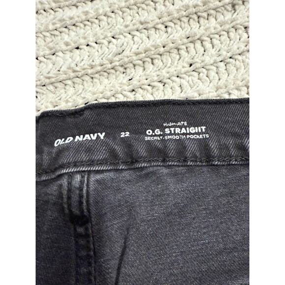 Old Navy Jeans High Rise OG Straight Raw Hem Womens Plus Size 22 Faded Black - Picture 6 of 11